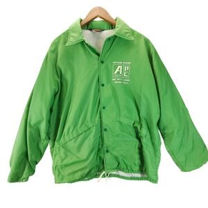 Pla-Jac Coaches Jacket Mens L Green 1982 Safety Award Vintage 80s Streetwear